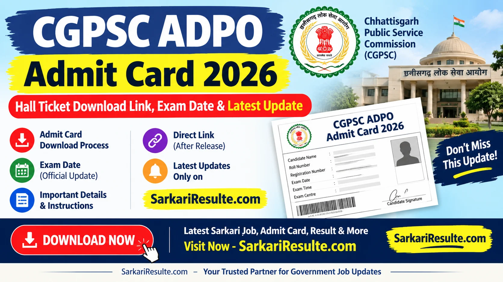 CGPSC ADPO Admit Card 2026
