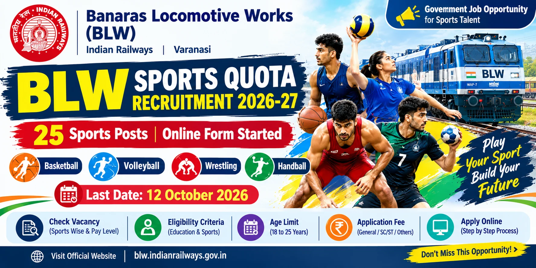 BLW Sports Quota Recruitment 2026-27