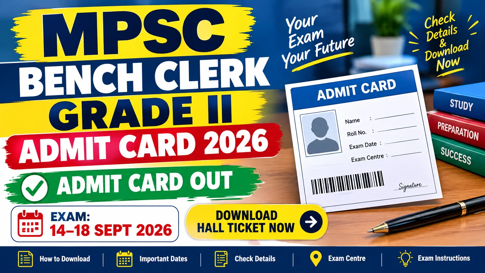 MPSC Bench Clerk Grade II Admit Card 2026