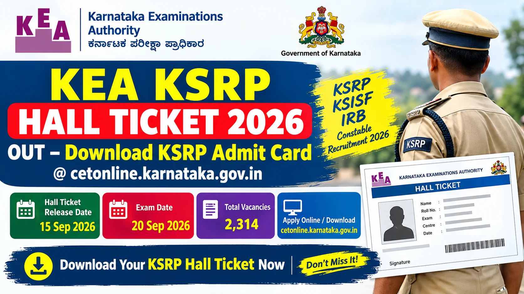 KEA KSRP Hall Ticket 2026