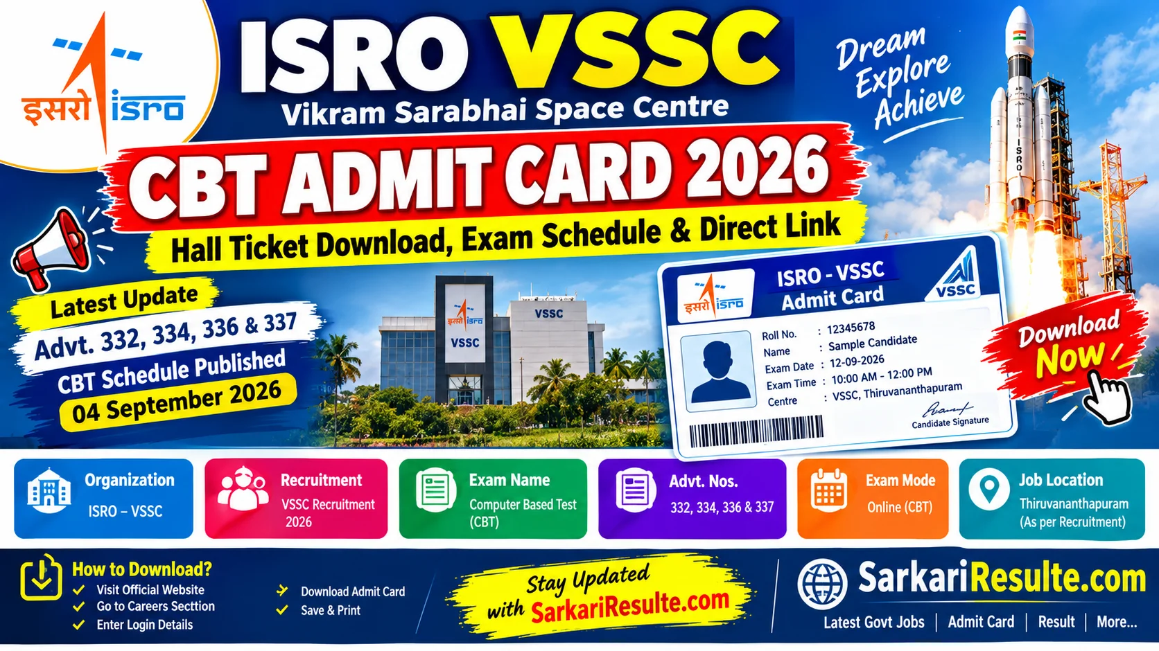 ISRO VSSC CBT Admit Card 2026 Hall Ticket Download